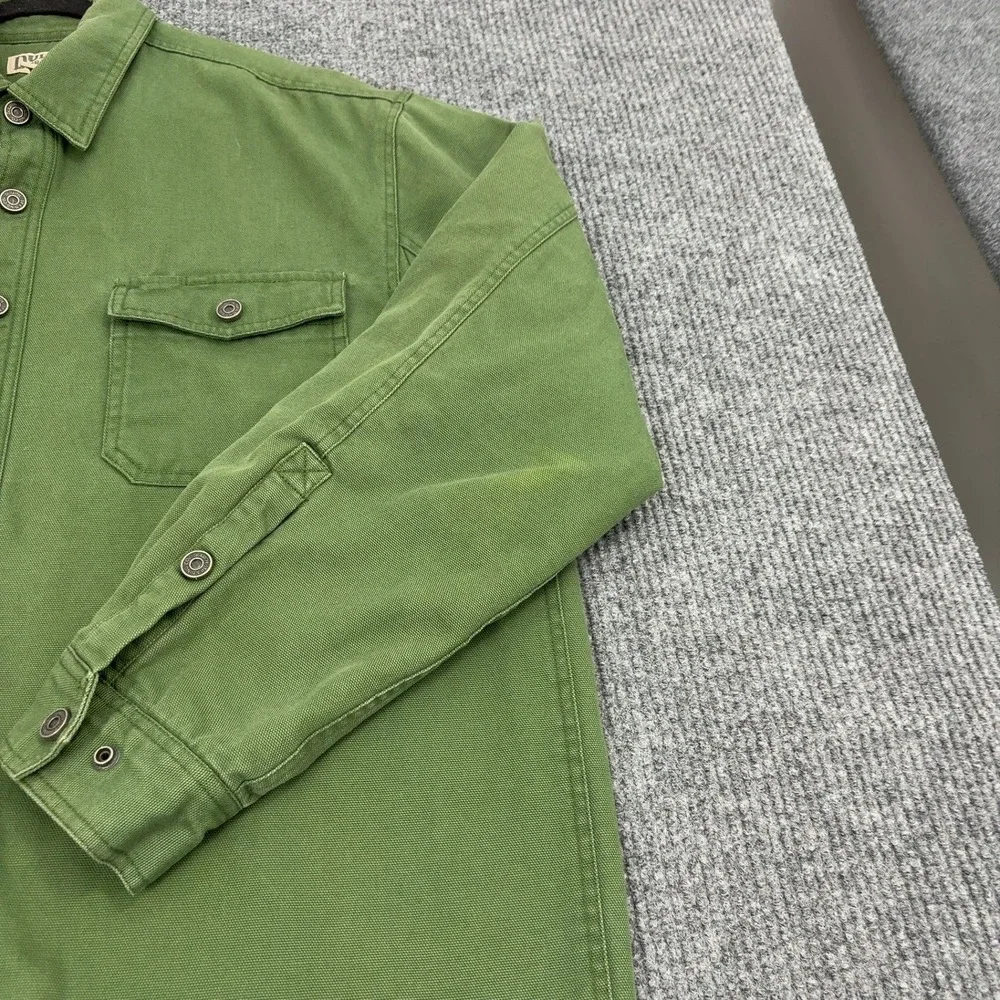 Duluth Trading Co Shirt Jacket Mens XL Tall Green Cotton Canvas Workwear Utility
